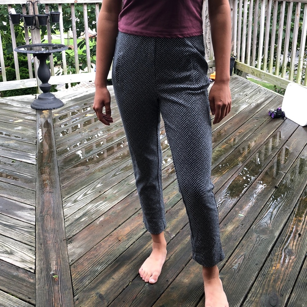 black and white pattern dress pants